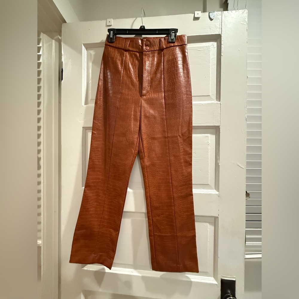 Bardot Men's Tan Crocodile-Patterned Dress Pants